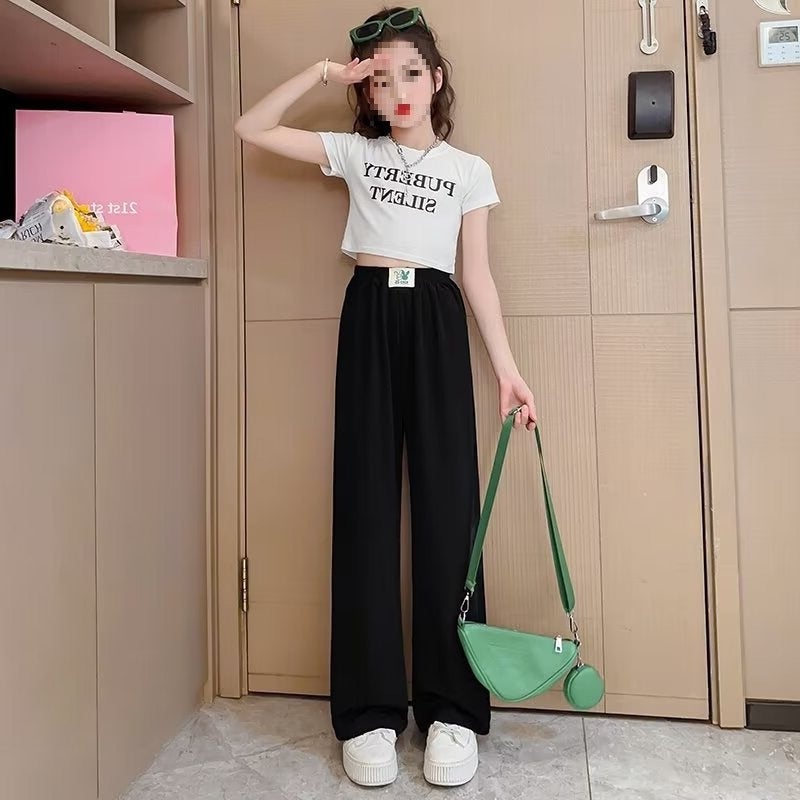 Girls' Summer Ice Silk Wide-Leg Pants Style For Older Children, Straight-Leg Mosquito-Proof Children'S Pants, Summer Long Pants - Image 4